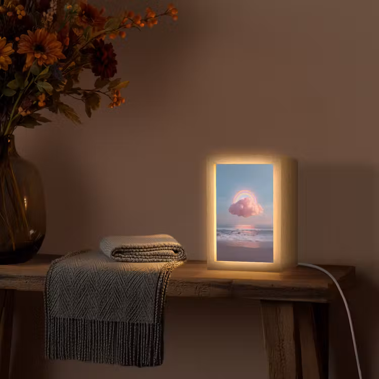 Wolk - Regenboog - Zee Light Box met kabel (Tafellamp) klein -sfeer4