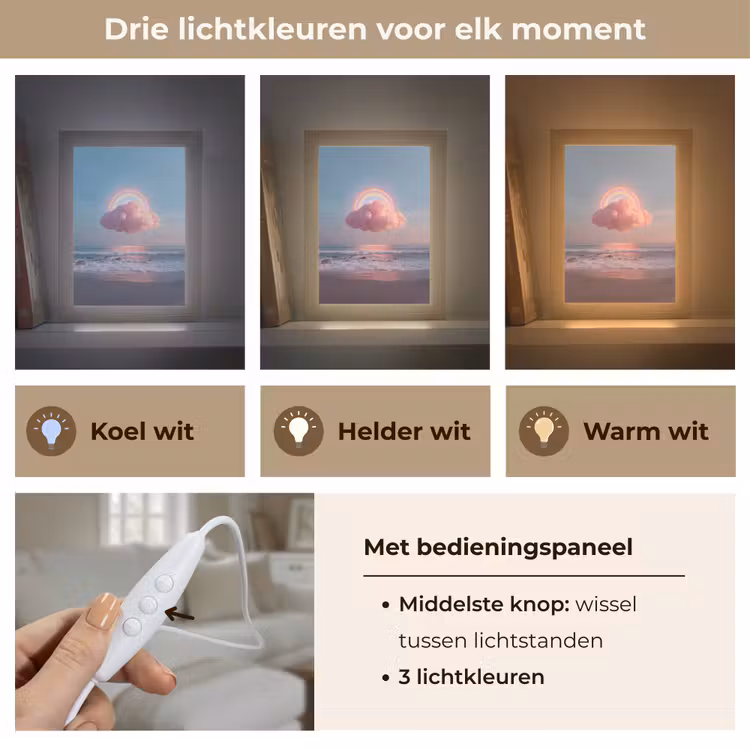 Wolk - Regenboog - Zee Light Box met kabel (Tafellamp) klein -USP_lichtkleurNL