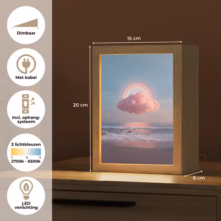 Wolk - Regenboog - Zee Light Box met kabel (Tafellamp) klein -USP_NL