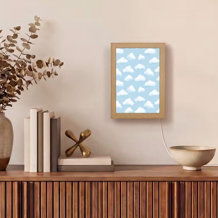 Wolken - Illustratie - Blauw Light Box met kabel (Tafellamp) klein 925 -sfeer2