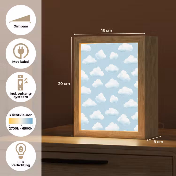Wolken - Illustratie - Blauw Light Box met kabel (Tafellamp) klein 925 -USP_NL