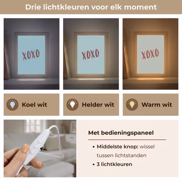 XOXO - Blauw - Rood Light Box met kabel (Tafellamp) klein -USP_lichtkleurNL