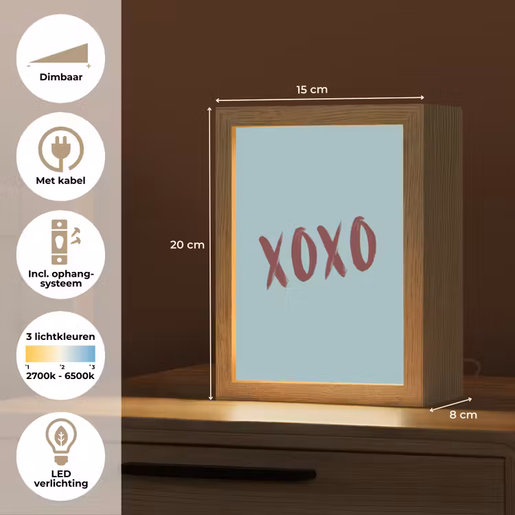 XOXO - Blauw - Rood Light Box met kabel (Tafellamp) klein -USP_NL
