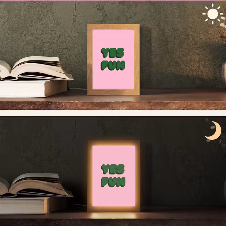 Yes fun - Groen - Roze Light Box met kabel (Tafellamp) klein -sfeer3