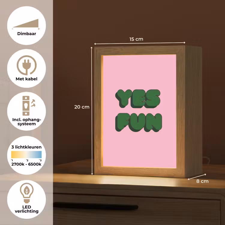 Yes fun - Groen - Roze Light Box met kabel (Tafellamp) klein -USP_NL