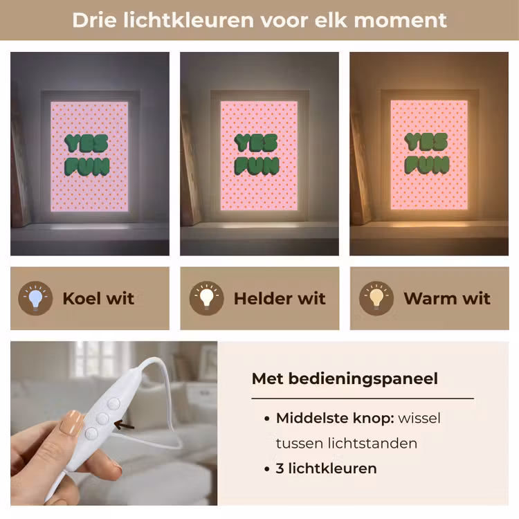 Yes fun - Groen - Roze - Stippen Light Box met kabel (Tafellamp) klein -USP_lichtkleurNL