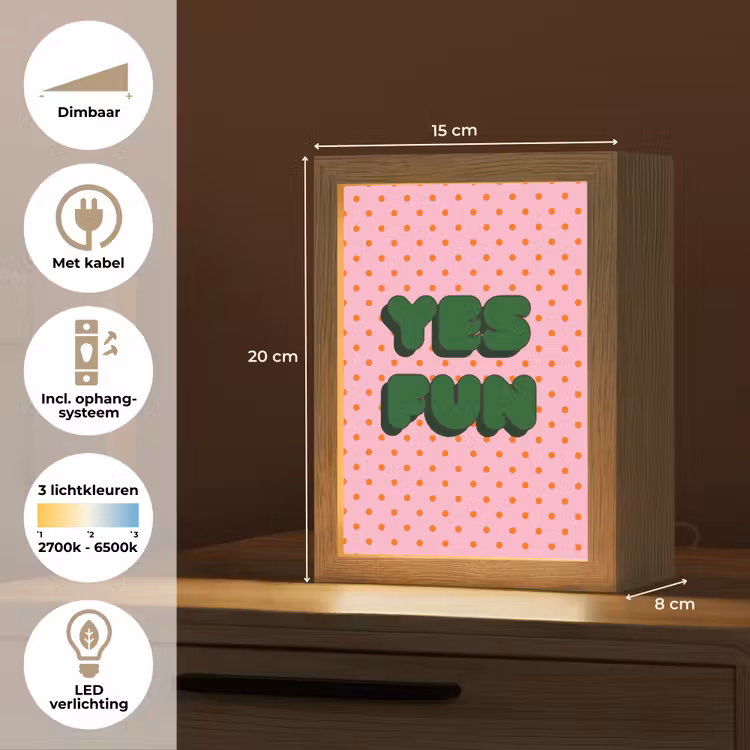 Yes fun - Groen - Roze - Stippen Light Box met kabel (Tafellamp) klein -USP_NL