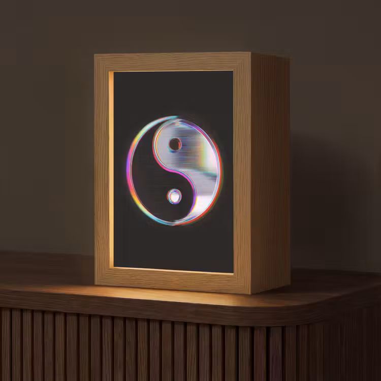 Yin-Yang - Cirkel - Regenboog Light Box met kabel (Tafellamp) klein -z3d_website