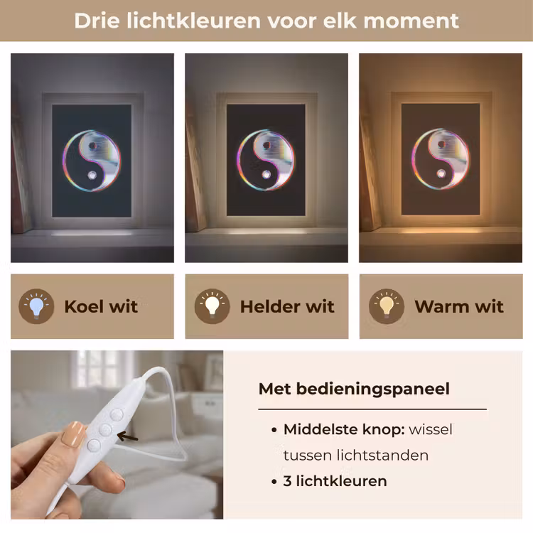 Yin-Yang - Cirkel - Regenboog Light Box met kabel (Tafellamp) klein -USP_lichtkleurNL
