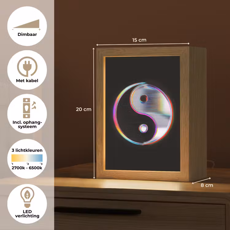 Yin-Yang - Cirkel - Regenboog Light Box met kabel (Tafellamp) klein -USP_NL