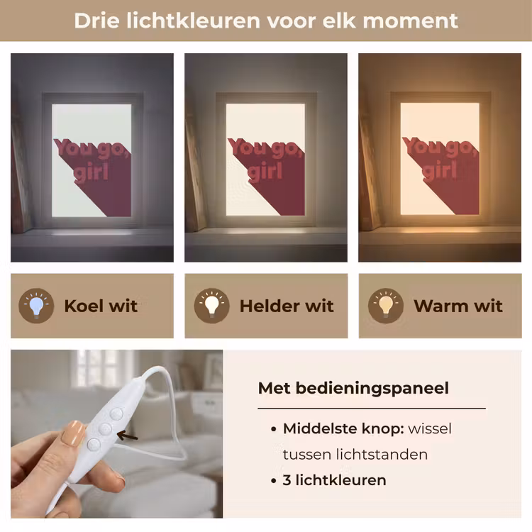 you go girl - 3D - Rood Light Box met kabel (Tafellamp) klein -USP_lichtkleurNL