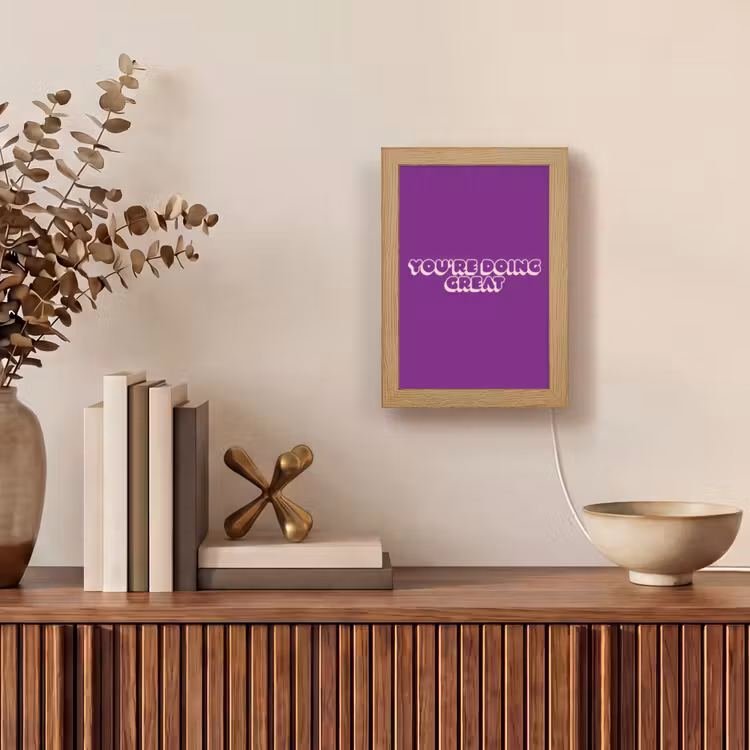 You're doing great - Paars - Bubble letters Light Box met kabel (Tafellamp) klein -sfeer2