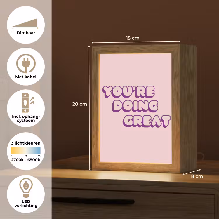 You're doing great - Roze - Bubble letters Light Box met kabel (Tafellamp) klein -USP_NL