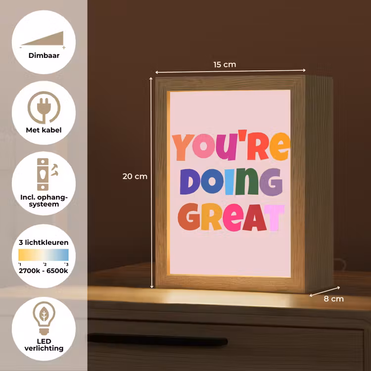 You're doing great - Roze - Kleurrijk Light Box met kabel (Tafellamp) klein -USP_NL