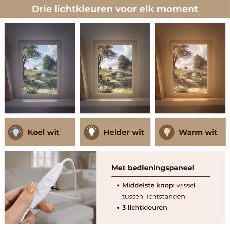 Zandpad - Groen landschap - Water Light Box met kabel (Tafellamp) klein -USP_lichtkleurNL