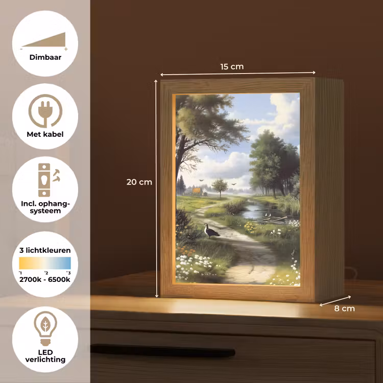 Zandpad - Groen landschap - Water Light Box met kabel (Tafellamp) klein -USP_NL