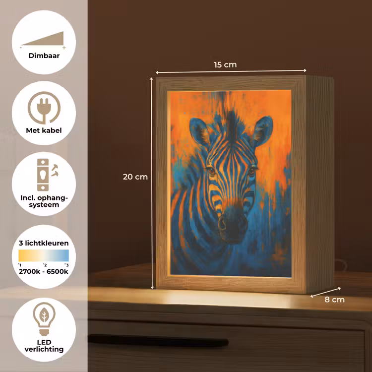 Zebra - Abstract - Blauw Light Box met kabel (Tafellamp) klein -USP_NL