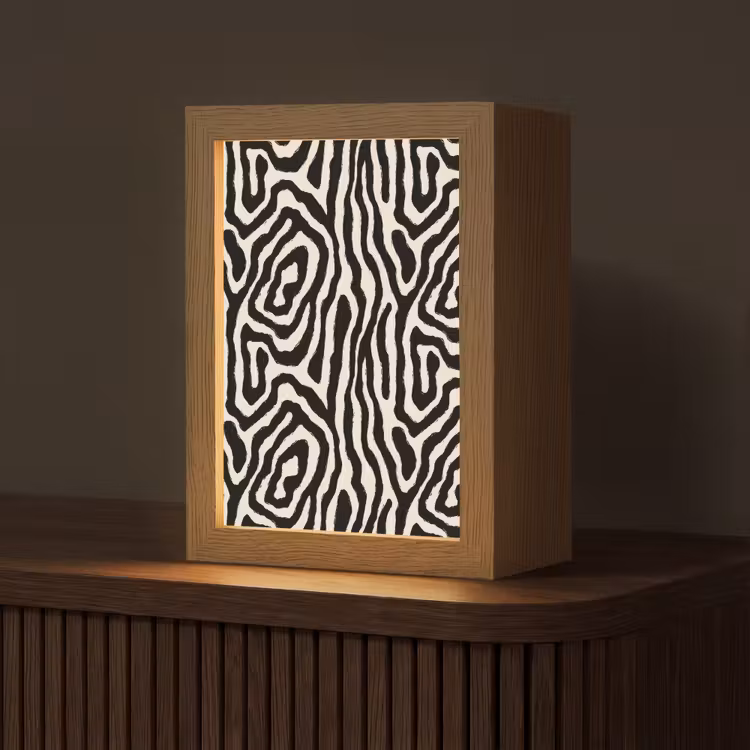 Zebra - Abstract - Zwart Light Box met kabel (Tafellamp) klein 925 -z3d_website