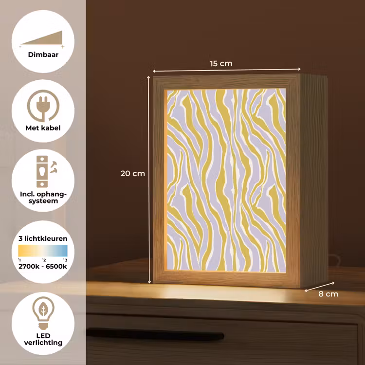 Zebra - Modern - Meerkleurig Light Box met kabel (Tafellamp) klein 925 -USP_NL