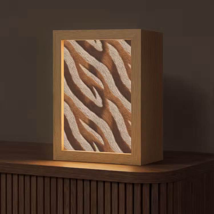 Zebra - Patroon - Bruin Light Box met kabel (Tafellamp) klein 925 -z3d_website
