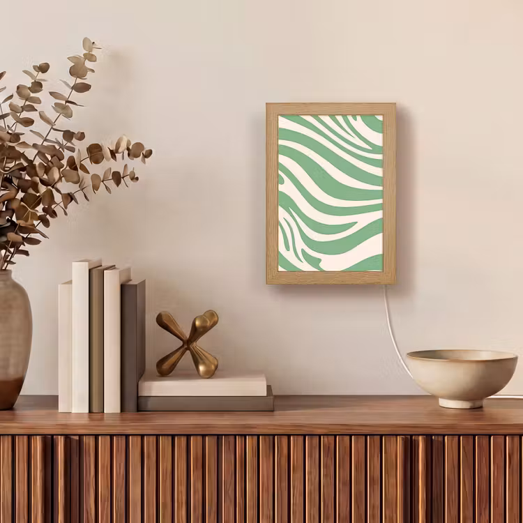 Zebrapatroon - Groen - Retro Light Box met kabel (Tafellamp) klein -sfeer2
