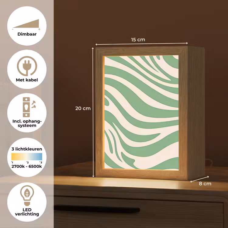 Zebrapatroon - Groen - Retro Light Box met kabel (Tafellamp) klein -USP_NL