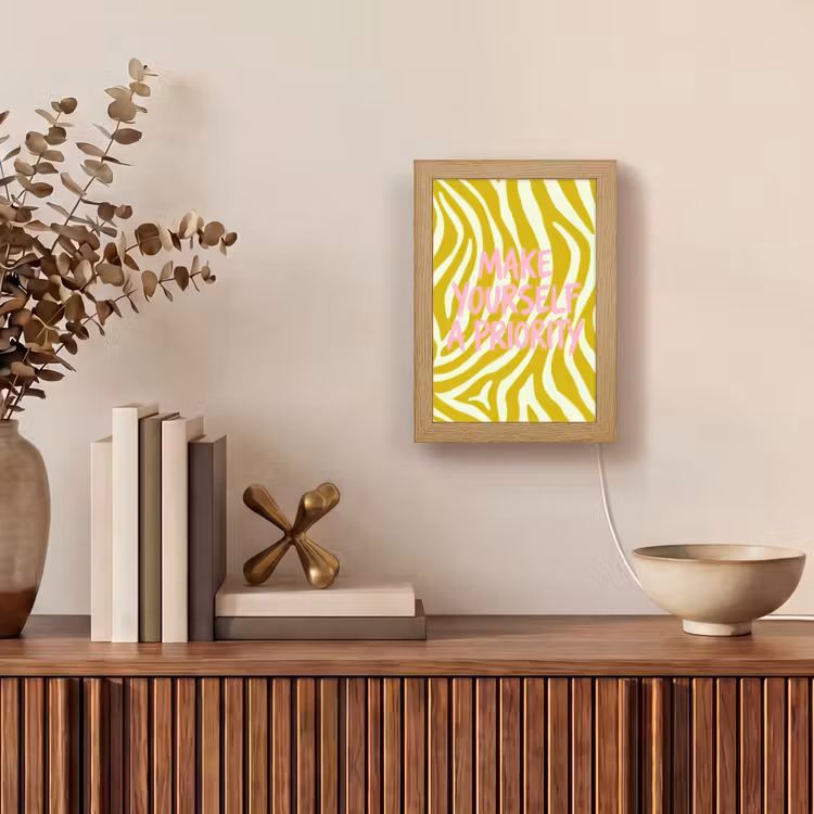 Zebraprint - Priority - Roze Light Box met kabel (Tafellamp) klein -sfeer2