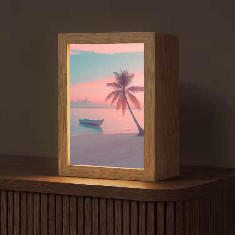 Zee - Boot - Zonsondergang Light Box met kabel (Tafellamp) klein -z3d_website