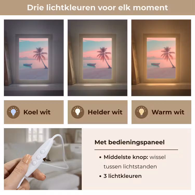 Zee - Boot - Zonsondergang Light Box met kabel (Tafellamp) klein -USP_lichtkleurNL