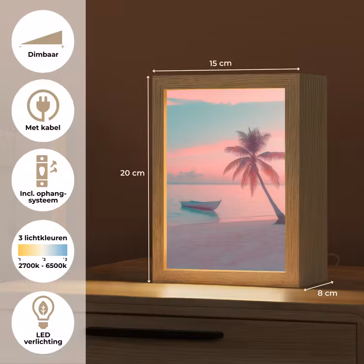 Zee - Boot - Zonsondergang Light Box met kabel (Tafellamp) klein -USP_NL