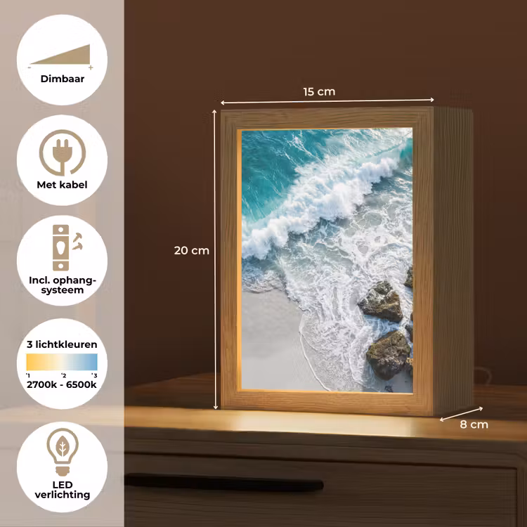 Zee - Golf - Strand - Natuur - Blauw Light Box met kabel (Tafellamp) klein -USP_NL
