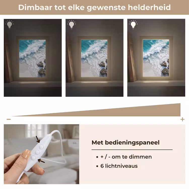 Zee - Golf - Strand - Natuur - Blauw Light Box met kabel (Tafellamp) klein -USP_dimbaarNL