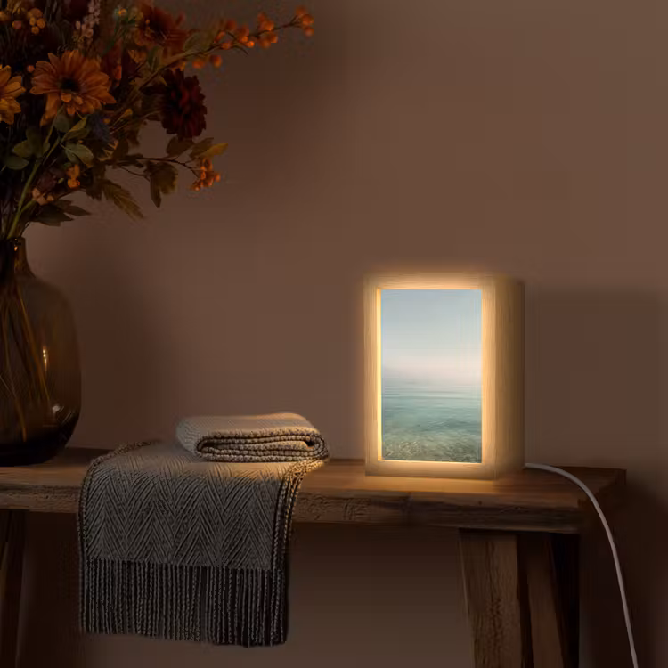 Zee - Horizon - Blauw - Mist Light Box met kabel (Tafellamp) klein -sfeer4