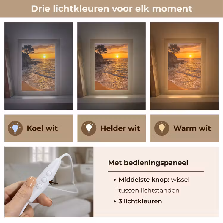 Zee - Kust - Zonsondergang - Natuur - Oranje Light Box met kabel (Tafellamp) klein -USP_lichtkleurNL