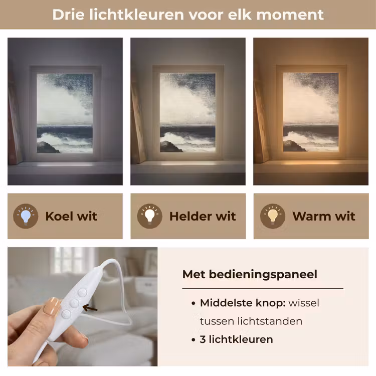 Zee - Rotsen - Storm Light Box met kabel (Tafellamp) klein -USP_lichtkleurNL