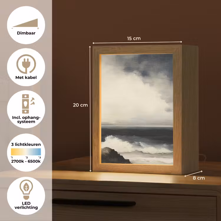Zee - Rotsen - Storm Light Box met kabel (Tafellamp) klein -USP_NL