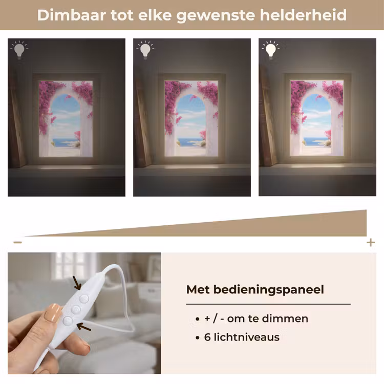 Zee - Roze - Bloemen - Poort Light Box met kabel (Tafellamp) klein -USP_dimbaarNL