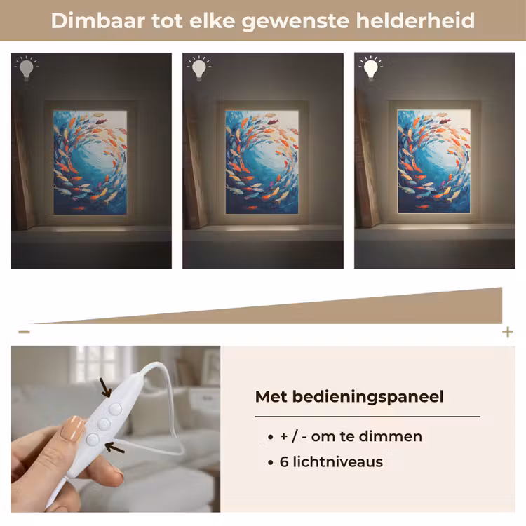 Zee - Vissen - Kleurrijk - Dynamisch Light Box met kabel (Tafellamp) klein -USP_dimbaarNL