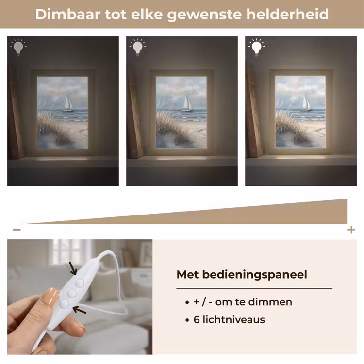 Zee - Zeilboot - Strand - Duinen - Vintage Light Box met kabel (Tafellamp) klein -USP_dimbaarNL