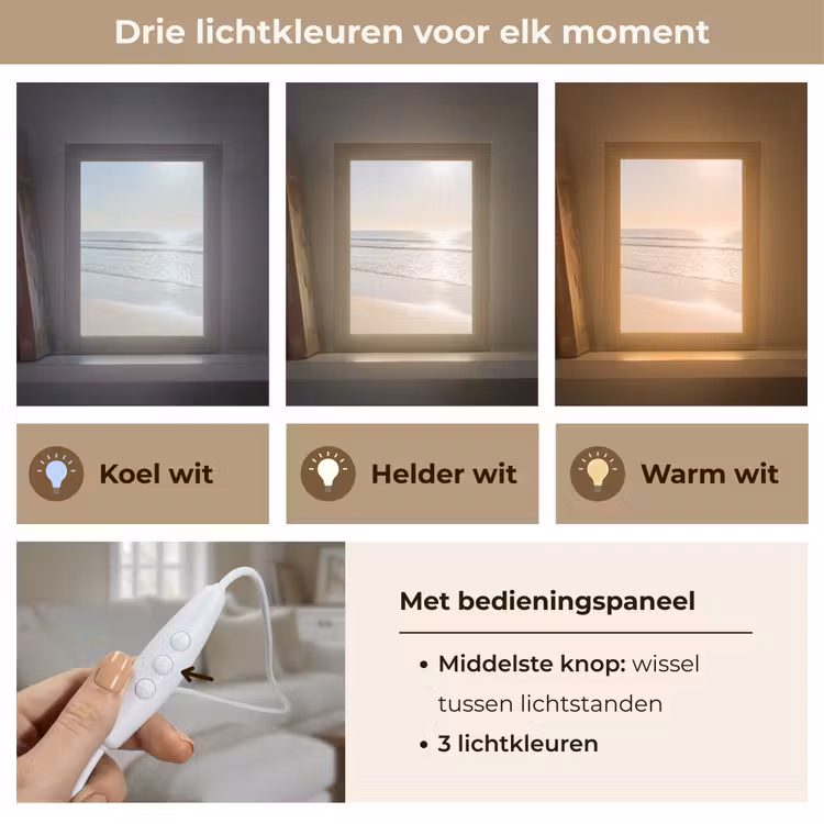 Zee - Zon - Zand Light Box met kabel (Tafellamp) klein -USP_lichtkleurNL