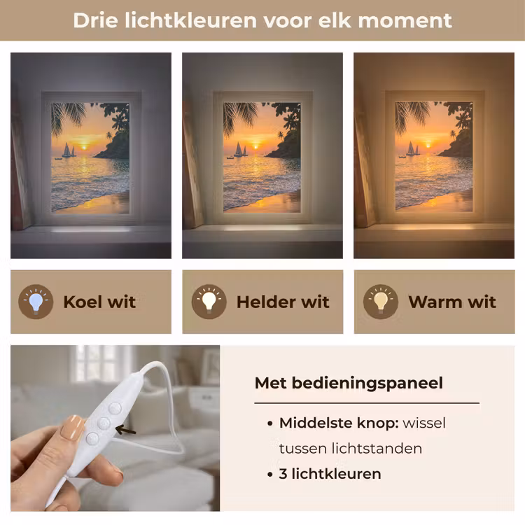 Zee - Zonsondergang - Boot - Natuur - Oranje Light Box met kabel (Tafellamp) klein -USP_lichtkleurNL