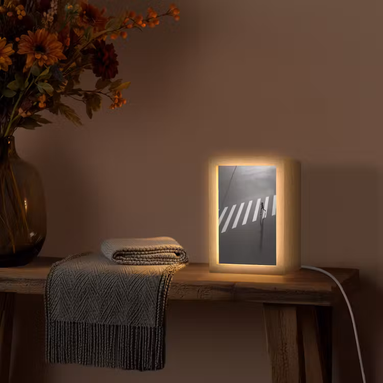 Zeebrapad - Hardloper - Zwart - Wit Light Box met kabel (Tafellamp) klein -sfeer4
