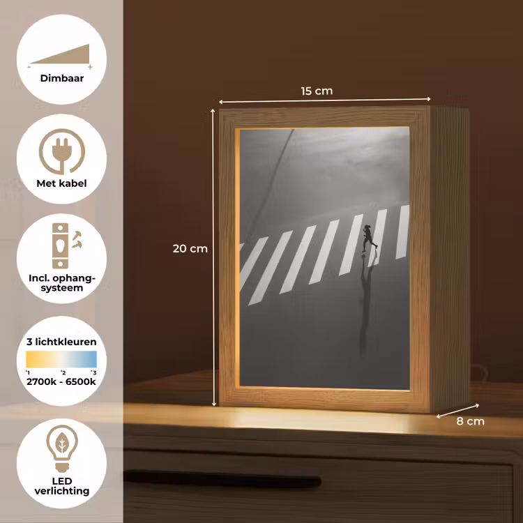 Zeebrapad - Hardloper - Zwart - Wit Light Box met kabel (Tafellamp) klein -USP_NL