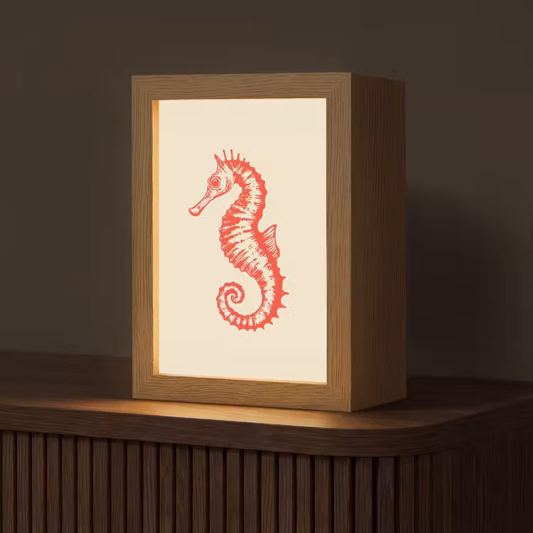 Zeepaardje - Rood - Fijne details Light Box met kabel (Tafellamp) klein -z3d_website