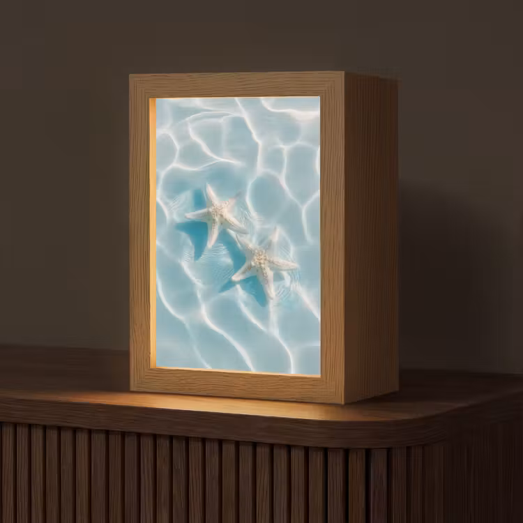 Zeesterren - Golvend water - Rustgevend Light Box met kabel (Tafellamp) klein -z3d_website