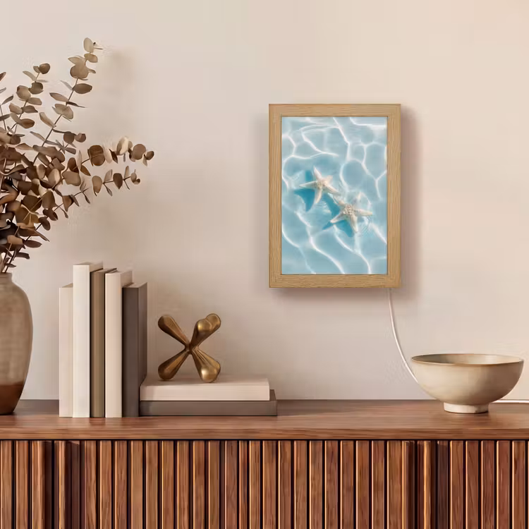 Zeesterren - Golvend water - Rustgevend Light Box met kabel (Tafellamp) klein -sfeer2