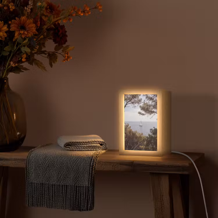 Tafellamp - Zeilboot - bomen - water - Zeilboot - bomen - water Light Box met kabel (Tafellamp) klein