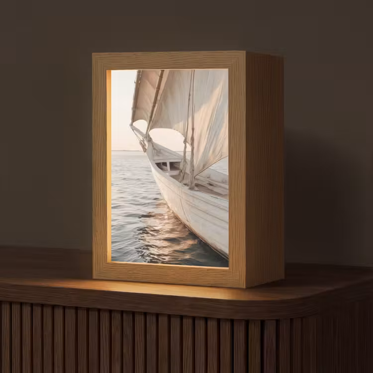 Zeilboot - Zee - Beige - Zon Light Box met kabel (Tafellamp) klein -z3d_website