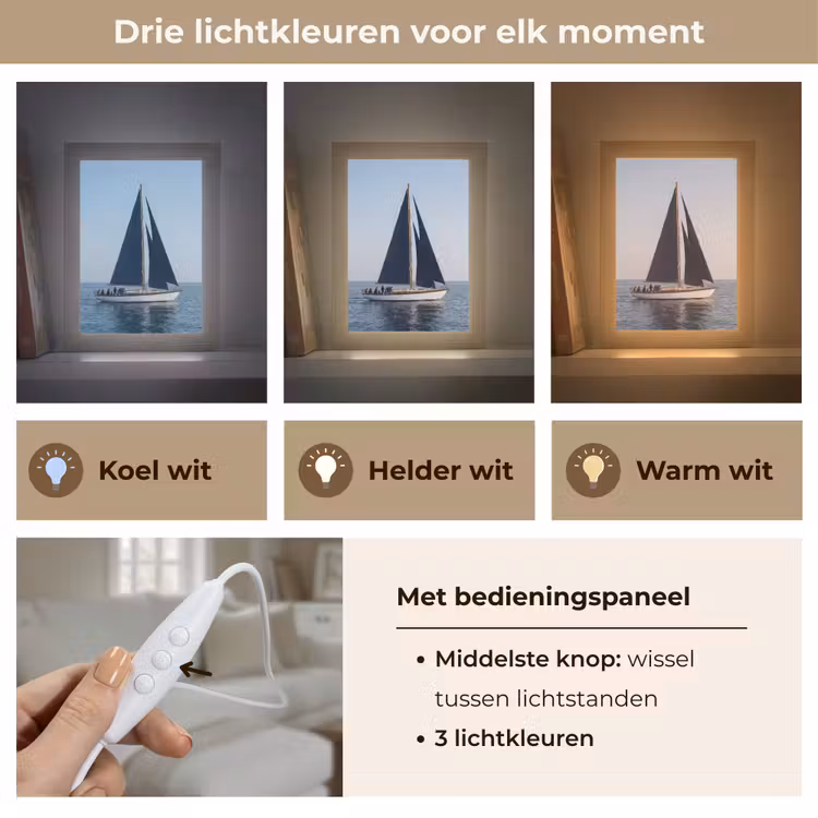 Zeilboot - Zee - Blauw Light Box met kabel (Tafellamp) klein -USP_lichtkleurNL