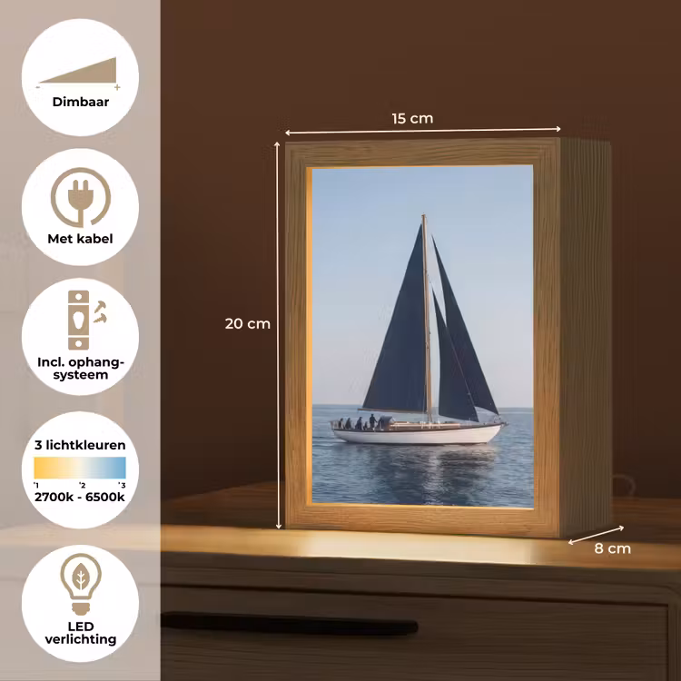 Zeilboot - Zee - Blauw Light Box met kabel (Tafellamp) klein -USP_NL